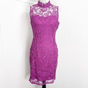 LITTLE SMILY Women’s Lace High Neck Bodycon Dress